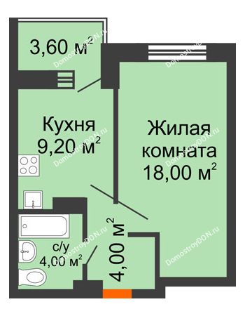 1 комнатная квартира 38,8 м² - ЖК Zапад (Запад)