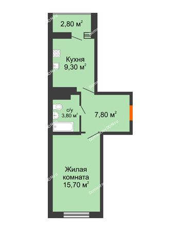1 комнатная квартира 38 м² в ЖК Вересаево, дом Литер 3
