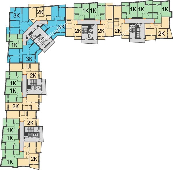 ЖК Сограт - планировка 9 этажа