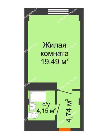 Студия 28,38 м² - Апартаменты Бирюза в Гордеевке