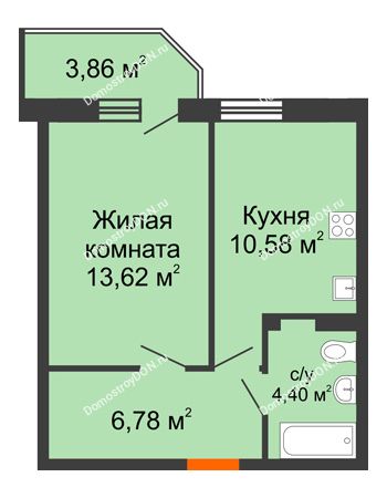 1 комнатная квартира 36,54 м² в ЖК Свобода, дом №2