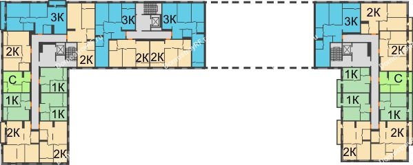Планировка 7 этажа в доме ГП-1 в ЖК Мозаика Парк	