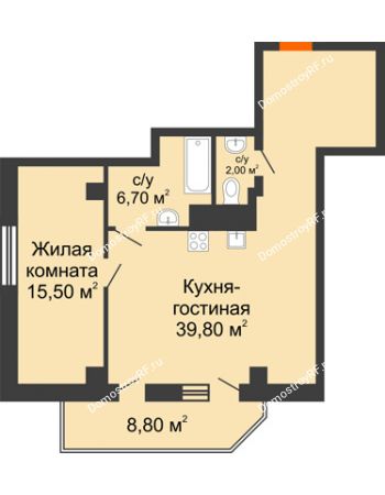 2 комнатная квартира 68,4 м² - ЖК Sacco & Vanzetty, 82 (Сакко и Ванцетти, 82)