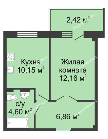 1 комнатная квартира 34,01 м² в ЖК Соловьиная роща, дом № 7