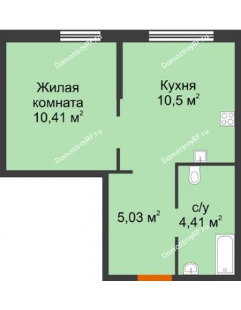 1 комнатная квартира 30,35 м² в ЖК Сердце Сибири, дом № 76, квартал Геологов (ГП-2)