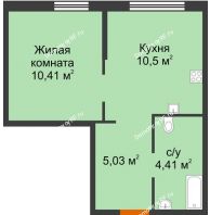 1 комнатная квартира 30,35 м² в ЖК Сердце Сибири, дом Квартал Геологов, ГП-2 - планировка