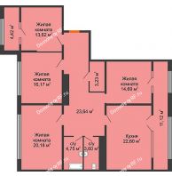 4 комнатная квартира 130,4 м² в ЖК Сердце, дом № 1 - планировка