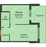 1 комнатная квартира 46,52 м² в Жилой Район Никольский, дом ГП-54 - планировка