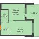 1 комнатная квартира 46,52 м² в Жилой Район Никольский, дом ГП-54 - планировка
