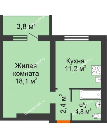 1 комнатная квартира 40,3 м² в Жилой район Волгарь, дом № 1, 15 квартал,  5А микрорайон