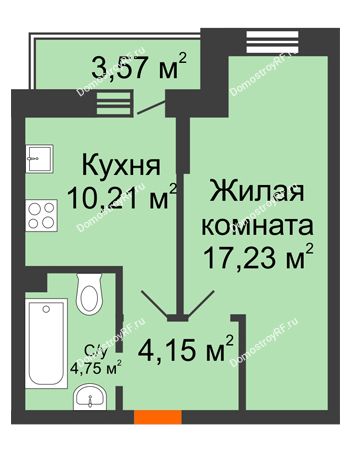 1 комнатная квартира 37,41 м² в ЖК Россинский парк, дом Литер 1