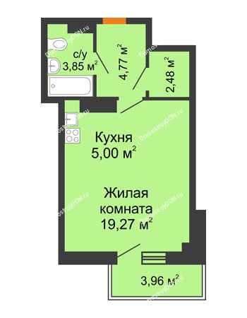 Студия 36,56 м² в ЖК Сокол на Оганова, дом Литер 1