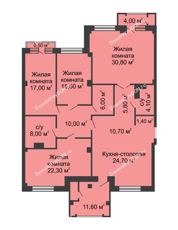 4 комнатная квартира 169,7 м² - ЖК Династия на Соборном