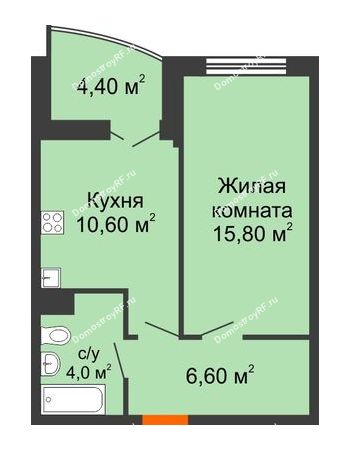 1 комнатная квартира 39 м² в ЖК Дружный, дом Литер 2.3