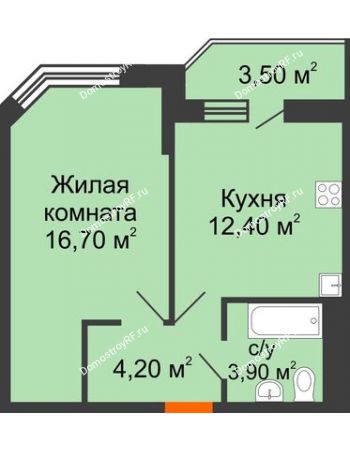 1 комнатная квартира 56,7 м² в ЖК Перспектива, дом Литер 3.5
