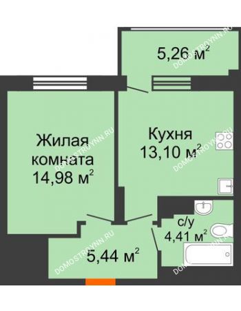 1 комнатная квартира 39,51 м² в ЖК Маленькая страна, дом № 4