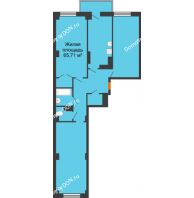 3 комнатная квартира 100,86 м² в ЖК Сокол Градъ, дом Литер 1 (8) - планировка