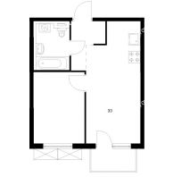 1 комнатная квартира 33 м² в ЖК Савин парк, дом корпус 8 - планировка