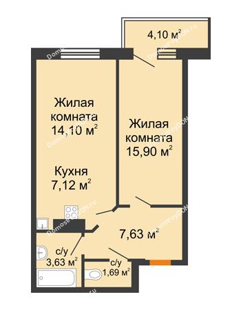 2 комнатная квартира 51,3 м² в ЖК Сокол Градъ, дом Литер 8