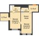 2 комнатная квартира 56,22 м² в ЖК Столичный, дом корпус А, блок-секция 1,2,3 - планировка