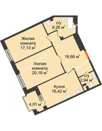 2 комнатная квартира 82,6 м² - ЖД Коллекция