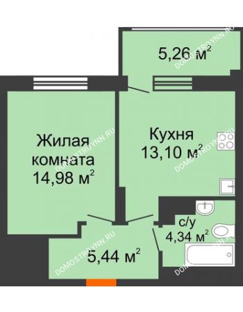 1 комнатная квартира 39,44 м² в ЖК Маленькая страна, дом № 4