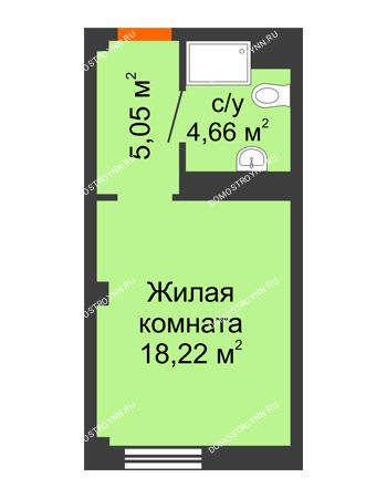 Студия 27,93 м² - Апартаменты Бирюза в Гордеевке