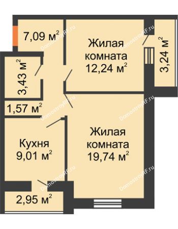 2 комнатная квартира 66,18 м² - ЖК Парк Металлургов