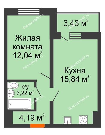 1 комнатная квартира 37,01 м² - ЖК Инстеп.Победа