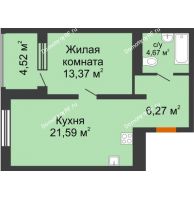1 комнатная квартира 49,6 м², ЖК Пешков - планировка