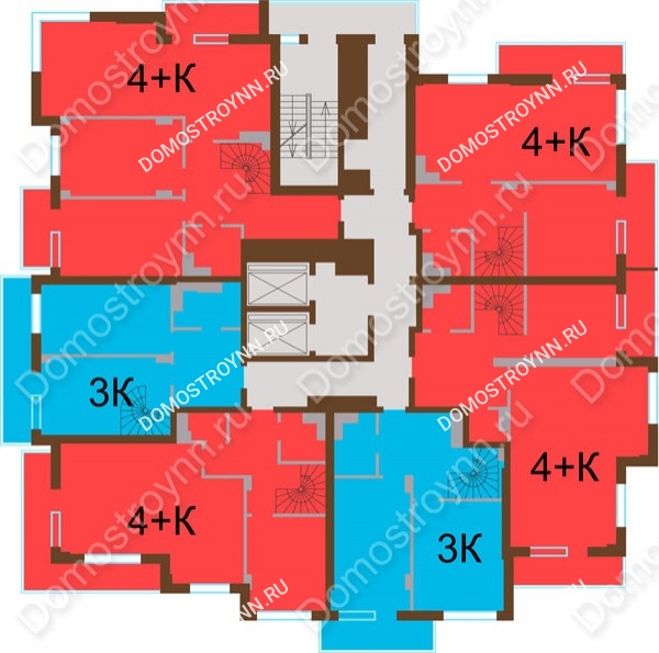 Планировка 21 этажа в доме № 6-8 в Квартал Европейский