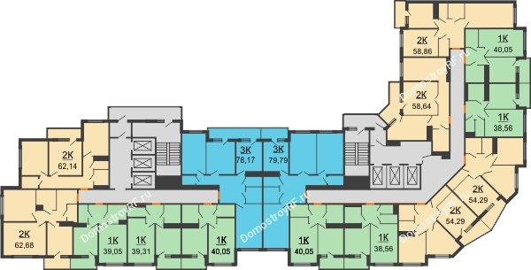 Планировка 3 этажа в доме 2 очередь в ЖК Университетский парк