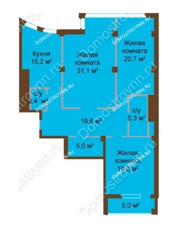 3 комнатная квартира 124,5 м² - ЖК Бояр Палас