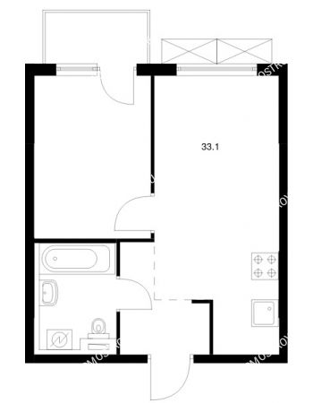 1 комнатная квартира 33,1 м² в ЖК Савин парк, дом корпус 8