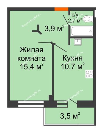 1 комнатная квартира 36,2 м² в ЖК Трамвай желаний, дом 4 этап