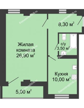 1 комнатная квартира 51,2 м² - ЖК Дом на Береговой