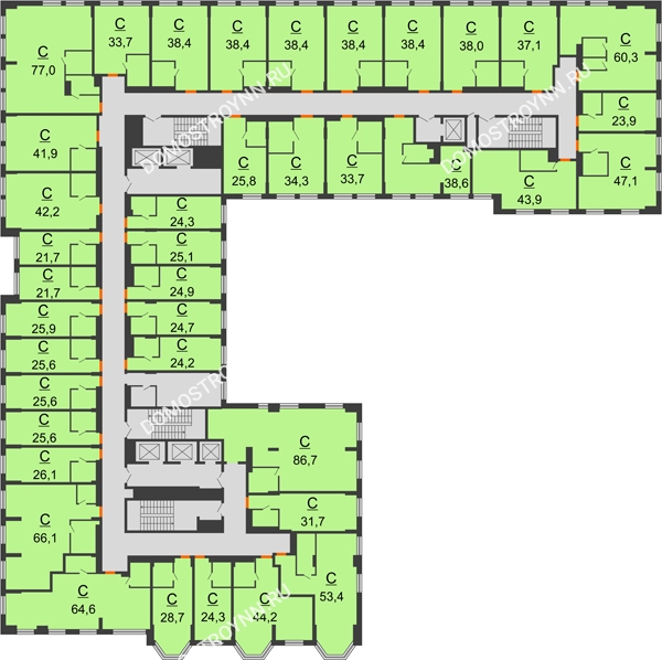 Комплекс апартаментов KM TOWER PLAZA (КМ ТАУЭР ПЛАЗА) - планировка 7 этажа