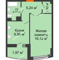 1 комнатная квартира 40,33 м² в ЖК Университетский 137, дом Секция С1 - планировка