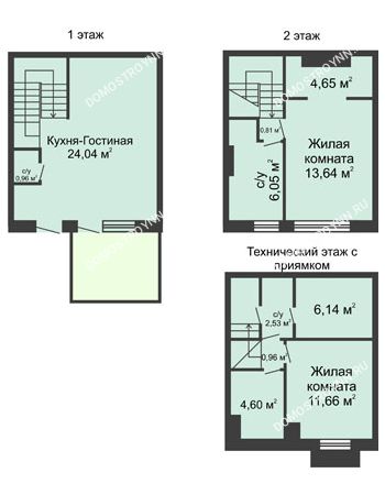 3 комнатная квартира 90 м² в КП Баден-Баден, дом № 44 (от 73 до 105 м2)