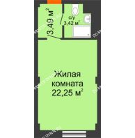 Апартаменты-студия 29,16 м², Апартаменты Бирюза в Гордеевке - планировка