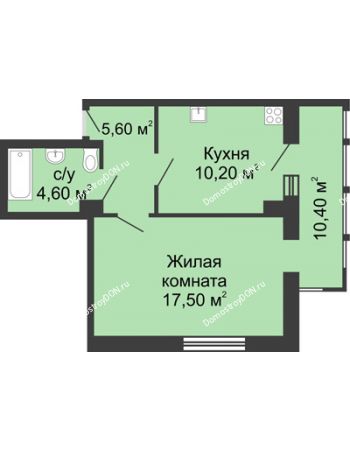 1 комнатная квартира 48,3 м² в ЖК Мега, дом № 118, секция 2