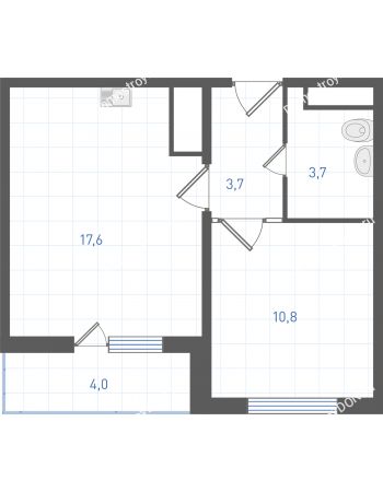 1 комнатная квартира 37,6 м² в ЖК Левенцовка парк, дом Корпус 8-12.2