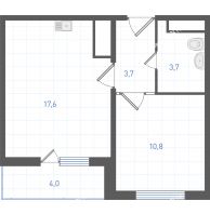 1 комнатная квартира 37,8 м² в ЖК Левенцовка парк, дом Корпус 8-12.2 - планировка