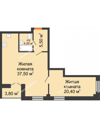 2 комнатная квартира 69,5 м² - ЖК Дом на 18-й Линии, 3