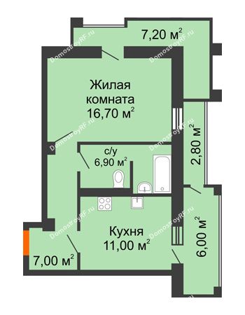 1 комнатная квартира 49,6 м² - ЖК Утро