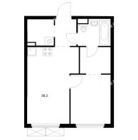 1 комнатная квартира 38,2 м² в ЖК Савин парк, дом корпус 10 - планировка
