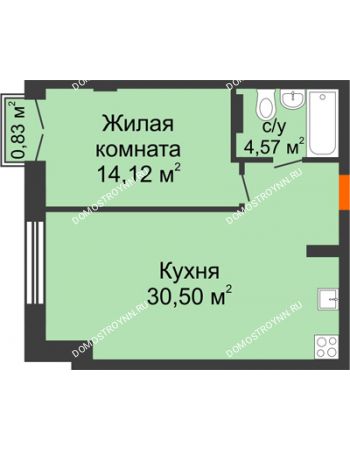1 комнатная квартира 49,44 м² - ЖК Шаляпин