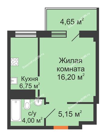 1 комнатная квартира 36,75 м² - ЖК Вершина