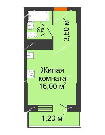 Студия 24,4 м² - ЖК Клубный дом на Мечникова