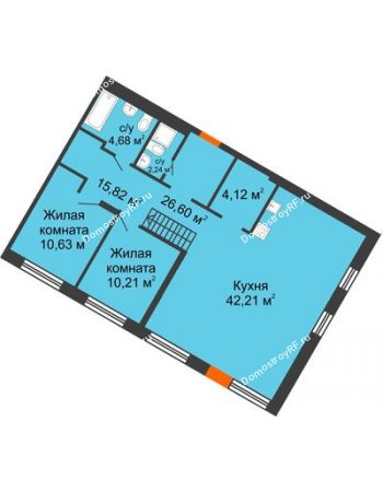 3 комнатная квартира 116,51 м² в ЖК DOK (ДОК), дом ГП-1.2